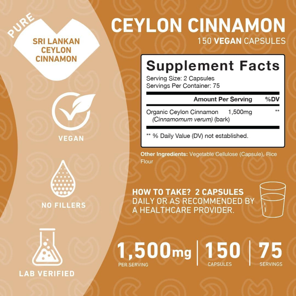 Vegan and Non-GMO label on PUREFINITY Cinnamon capsules