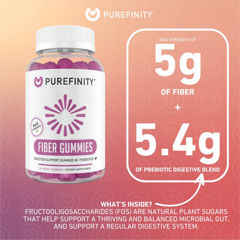 Back label showing nutrition facts of PUREFINITY Fiber Gummies