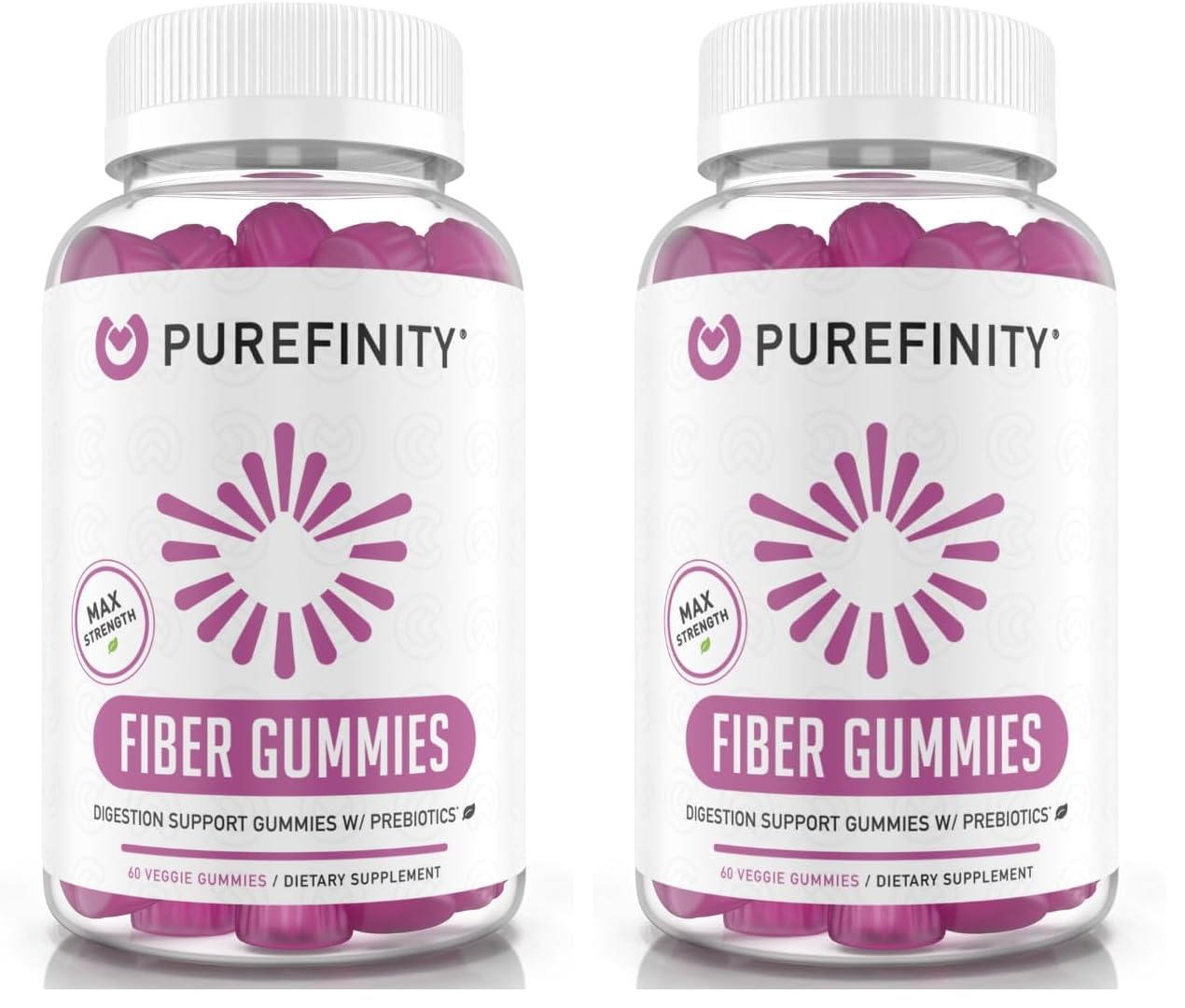 PUREFINITY Fiber Gummies bottle front with mixed berry flavor