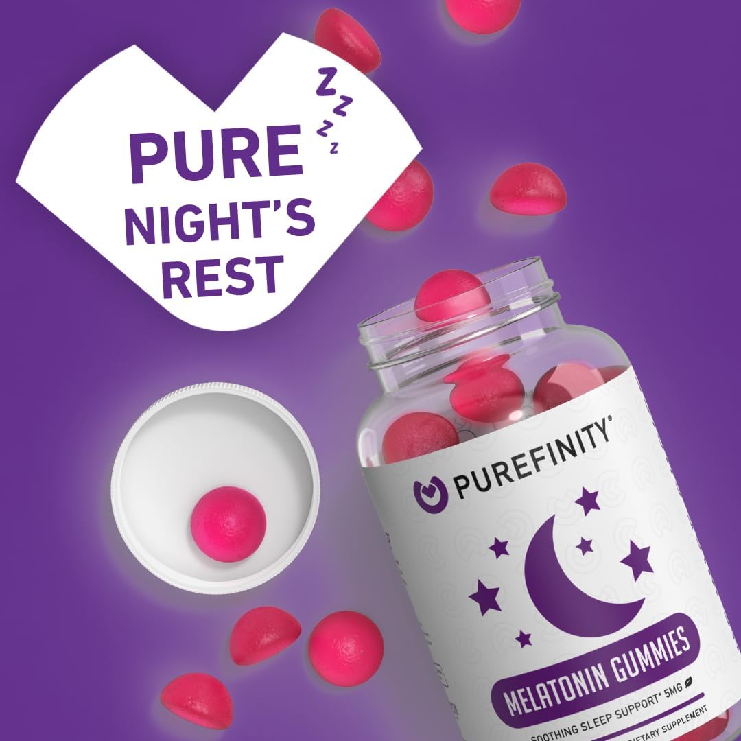 Package label showing 5 mg melatonin per serving and 2 gummies