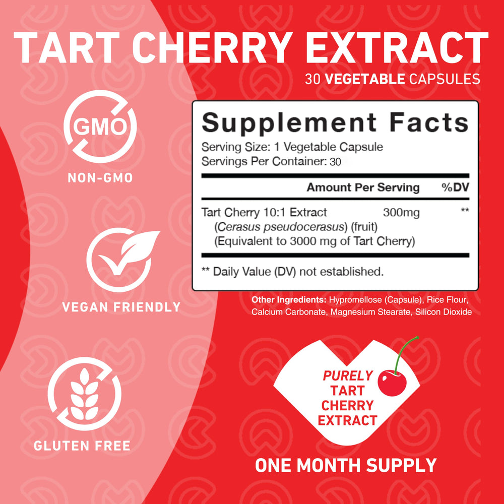 One daily tart cherry capsule serving for uric acid support