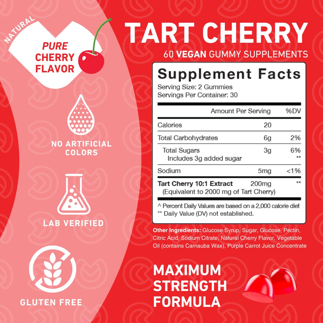 Tart Cherry Gummies serving for uric acid relief and joint support