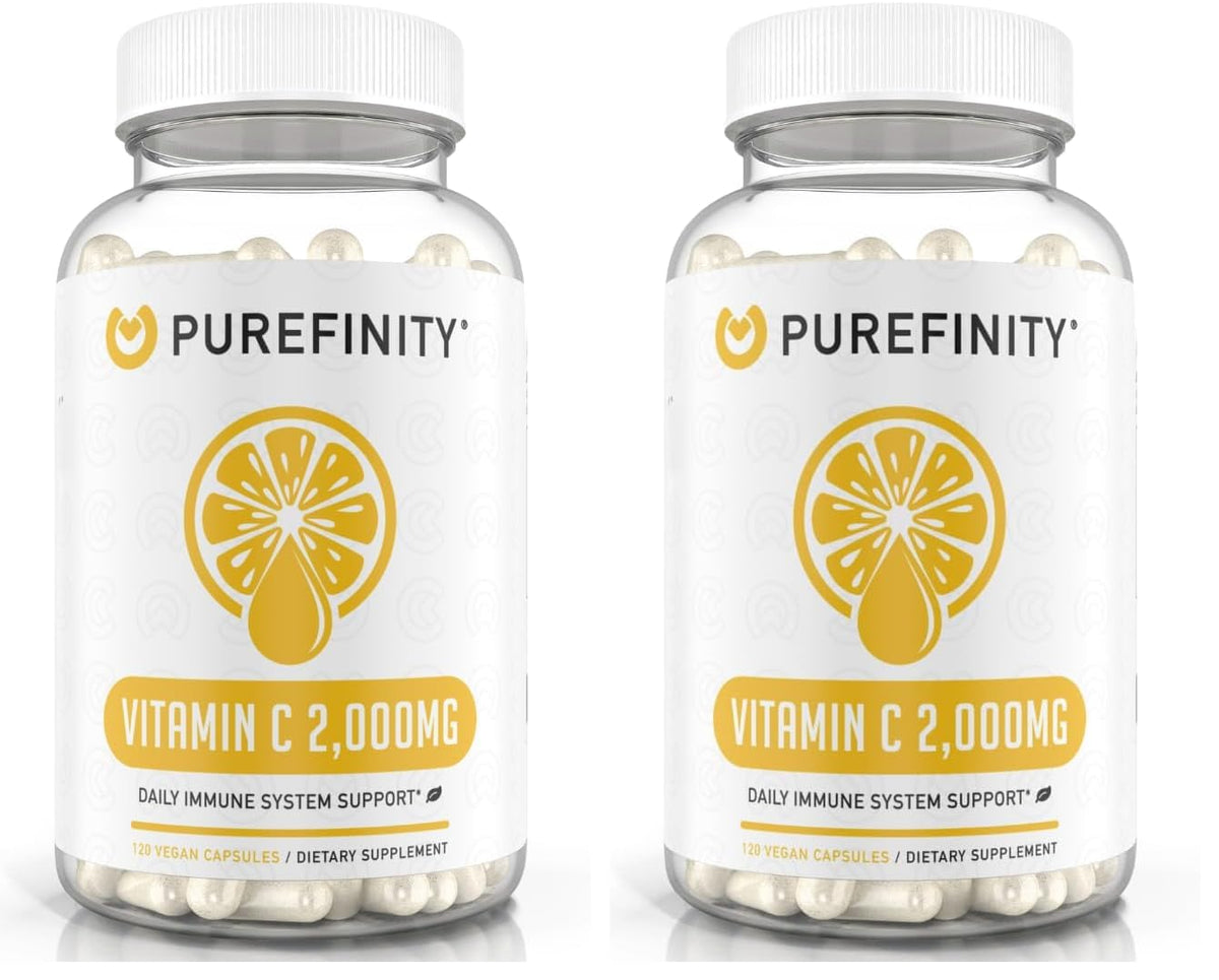 Front view of PUREFINITY Vitamin C 2000mg capsules bottle