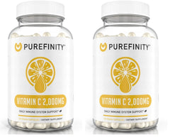 Front view of PUREFINITY Vitamin C 2000mg capsules bottle