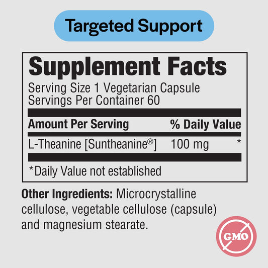 60 vegetarian capsules of PureFormulas L-Theanine 100 mg