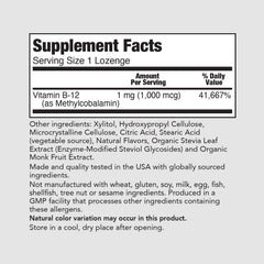 Label for PureFormulas Methyl B-12 1000 mg 100 Lozenges