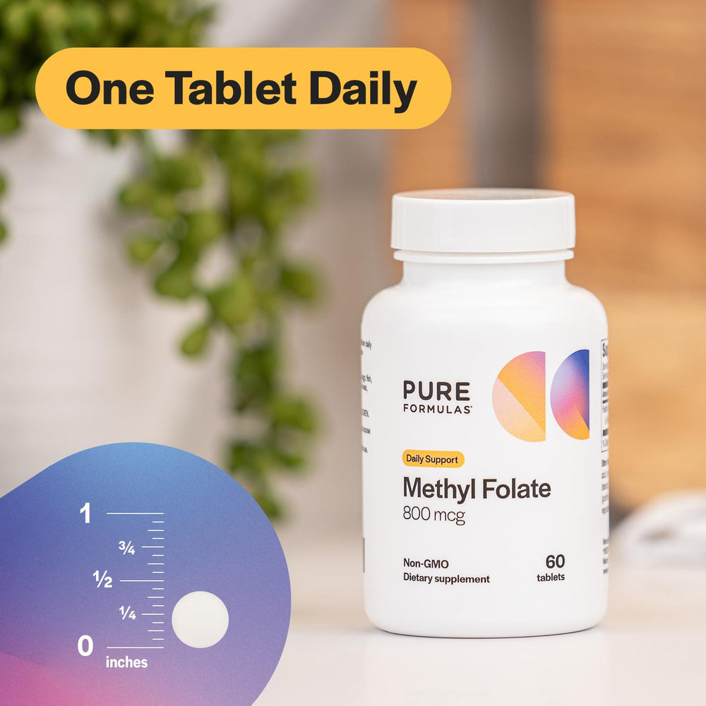 Bottle label for PureFormulas Methylfolate 800 mcg
