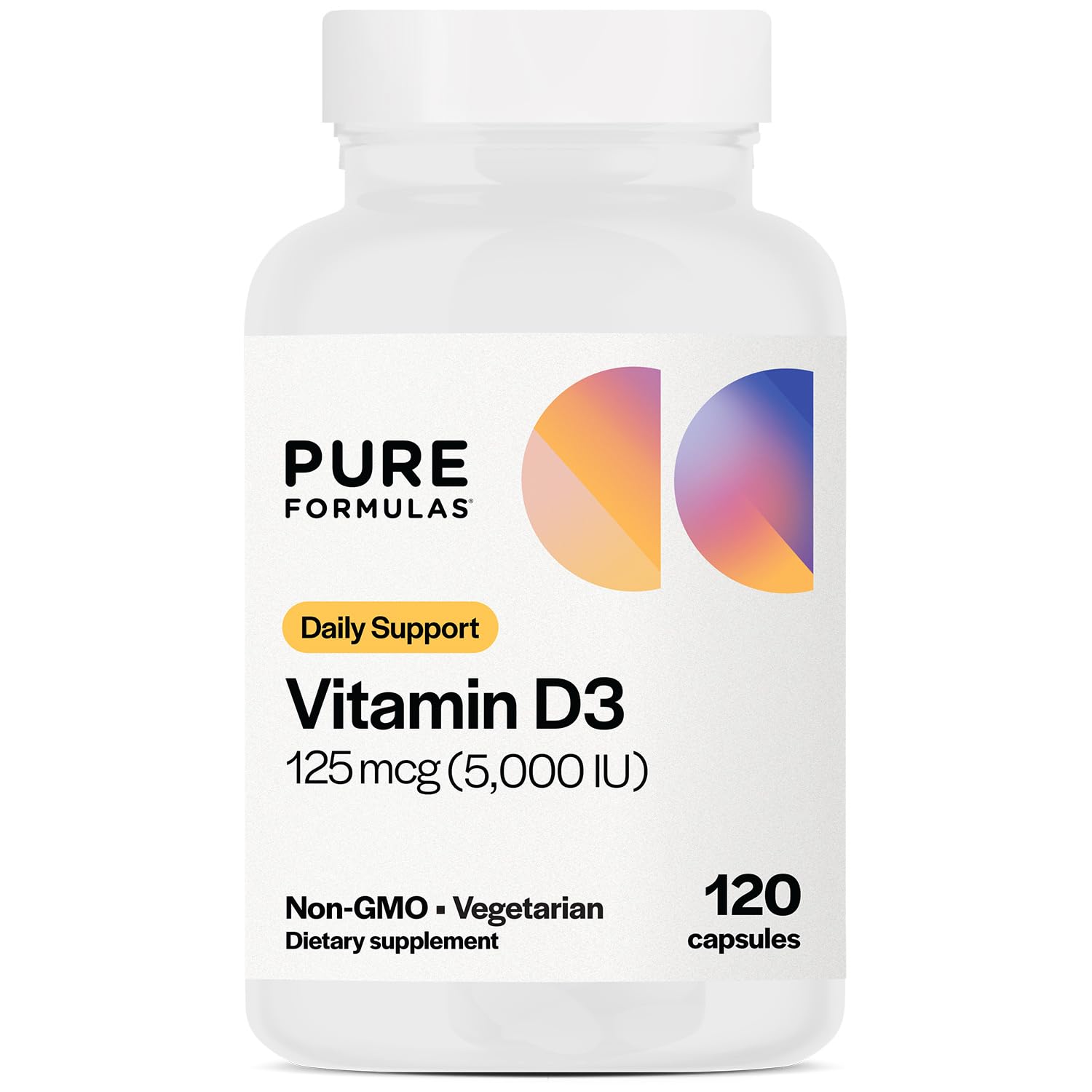 Bottle of PureFormulas Vitamin D3 5000 IU - front view