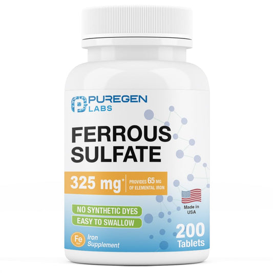 Puregen Labs Ferrous Sulfate 325 mg tablet with 65 mg elemental iron