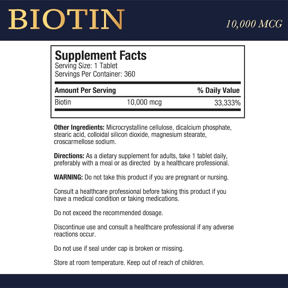 Close-up of Puregen Labs Biotin bottle label