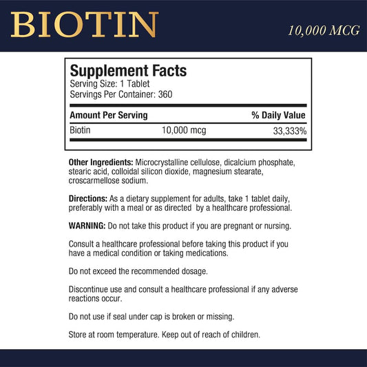 Close-up of Puregen Labs Biotin bottle label