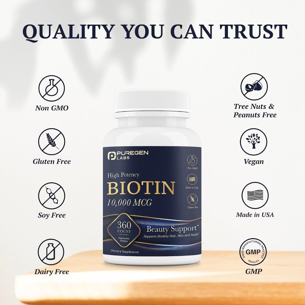 Nutrition facts label for Puregen Biotin