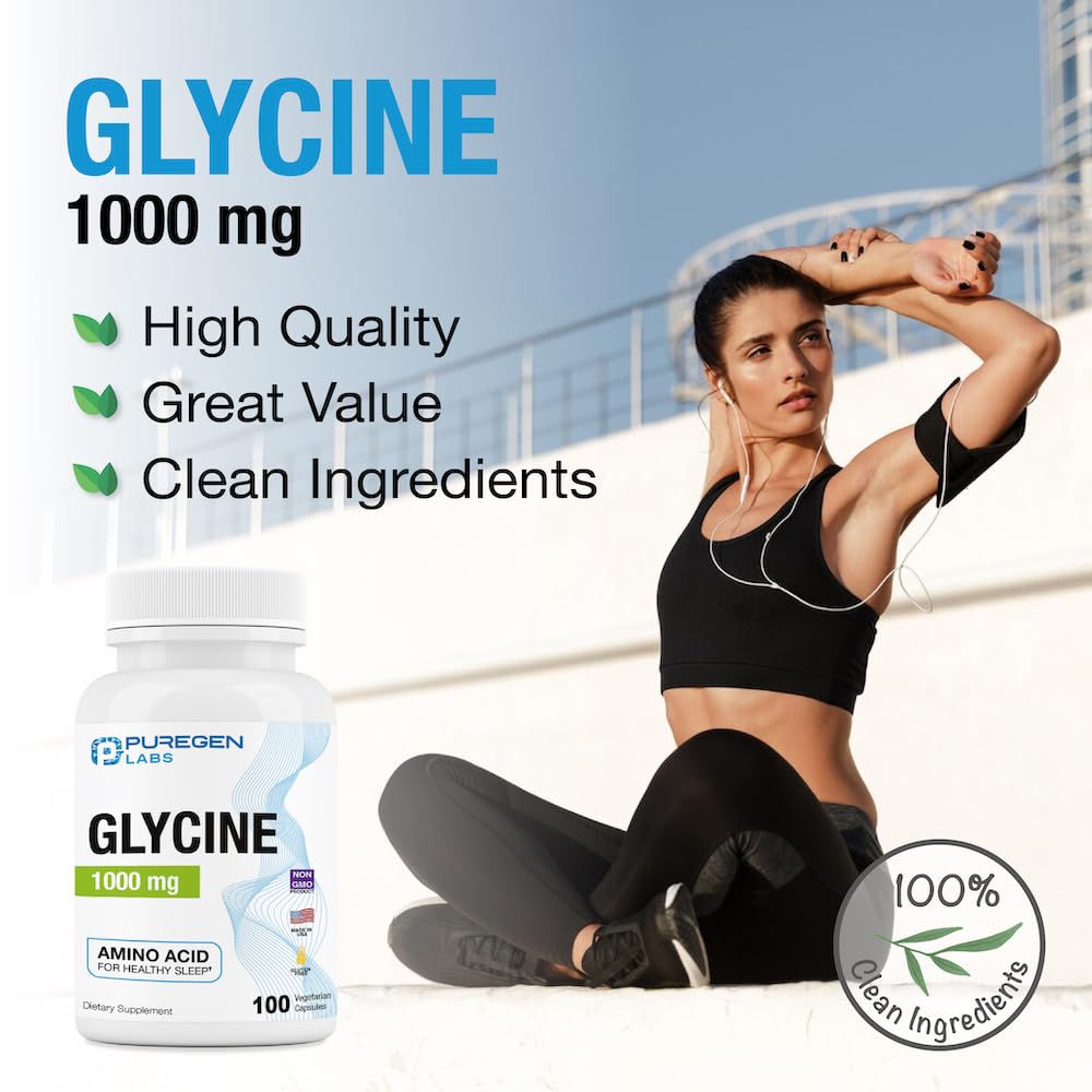 Made in USA badge on glycine supplement bottle