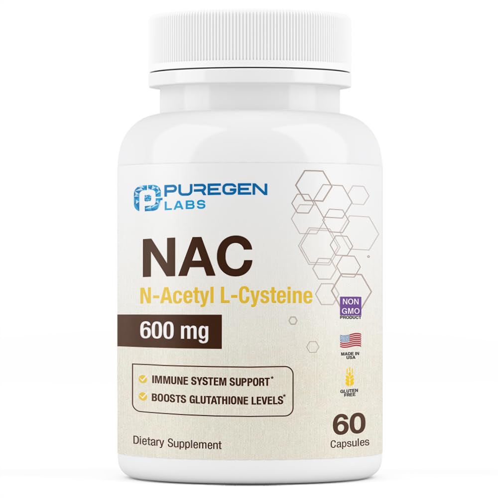 Puregen Labs NAC 600mg 60 vegetarian capsules bottle