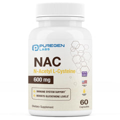 Puregen Labs NAC 600mg 60 vegetarian capsules bottle