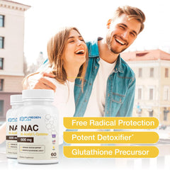 NAC 600mg capsules arranged to show dosage