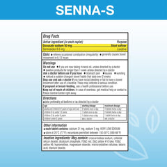 Puregen Labs Senna-S tablets close-up highlighting natural vegetable laxative formula.