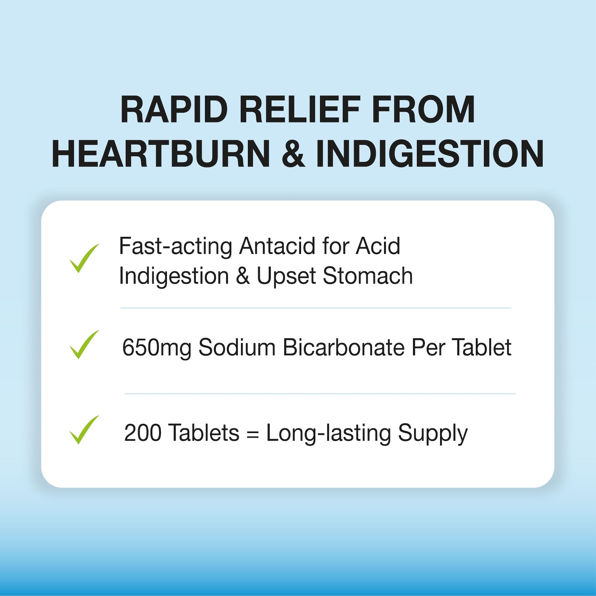 Puregen Labs Sodium Bicarbonate Tablets 650mg dissolving in water for faster relief.