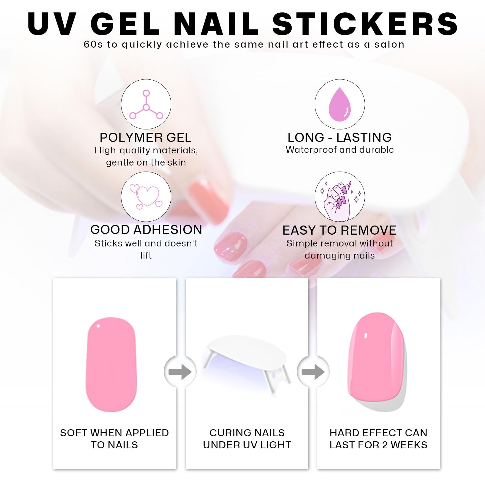 PureGlow Co glossy gel nail strips close-up finish for salon-like shine
