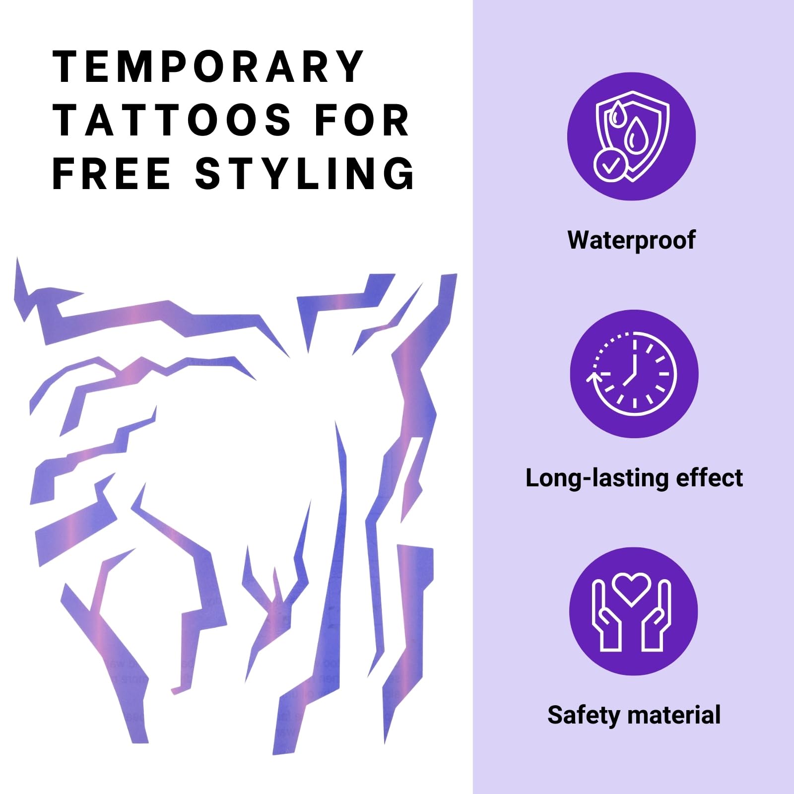 PUREHAIR realistic tattoo with waterproof design for concerts