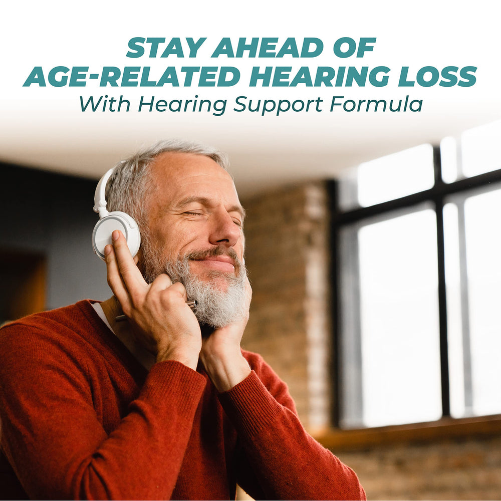 Product packaging and bottle with full label for PUREHEALTH Hearing Support Formula