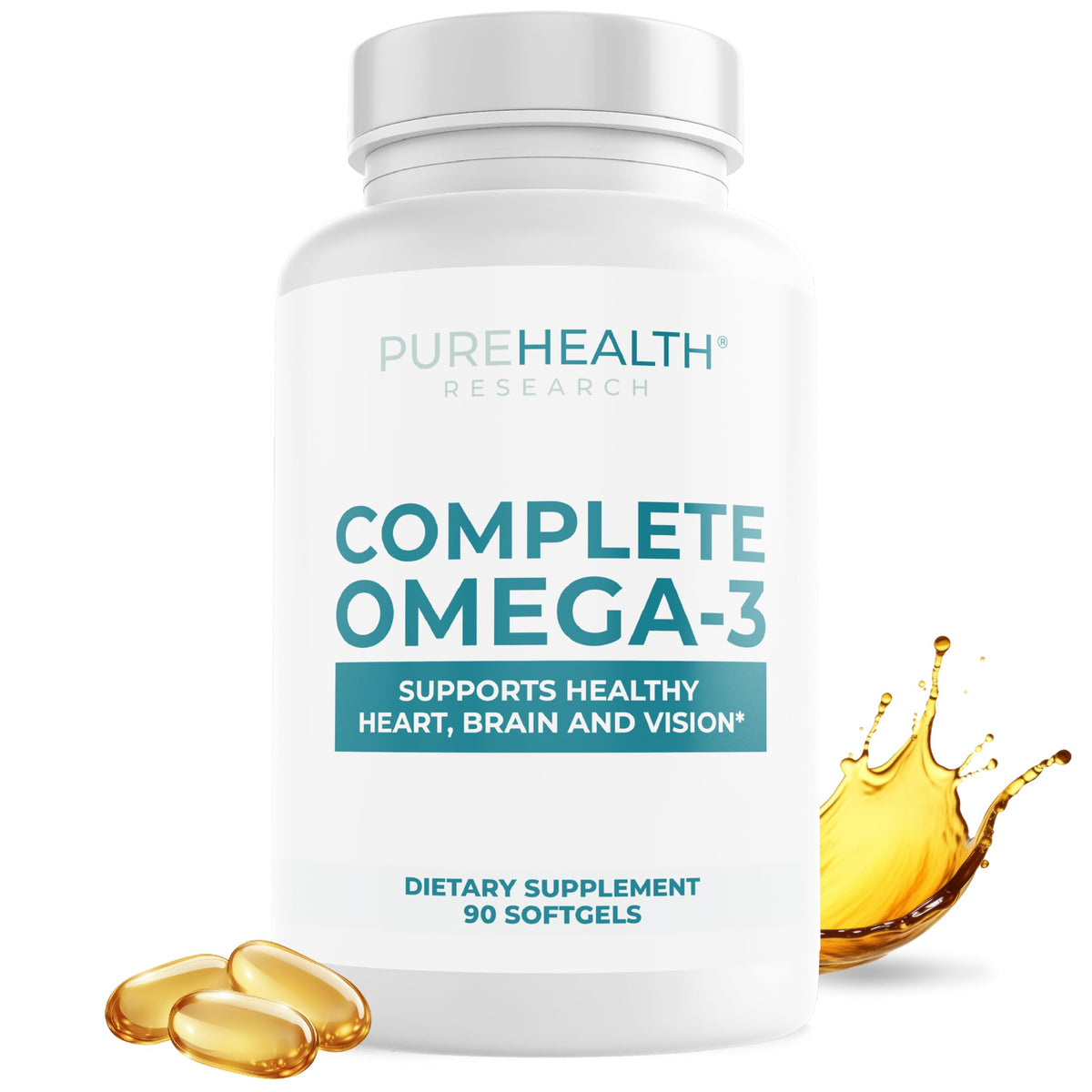 PureHealth Research Omega-3 Softgels bottle with label