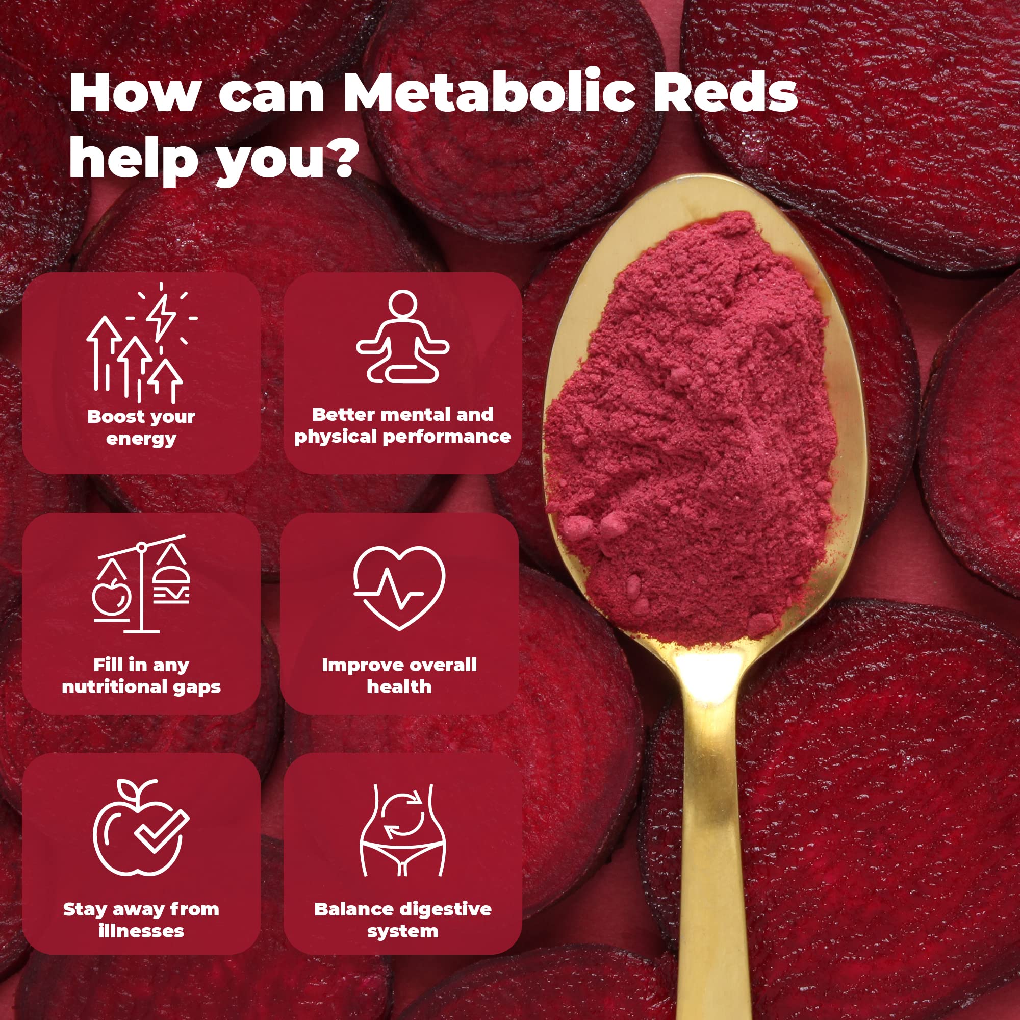 Ingredients showcase for PureHealth Reds powder