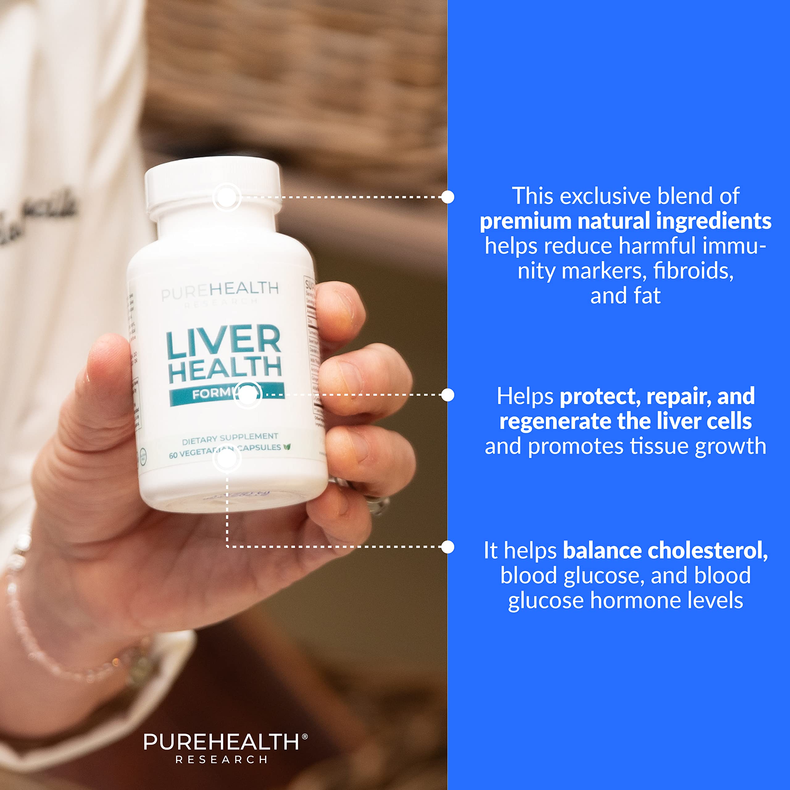 PureHealth Research Liver Health capsules packaging for convenient daily use.