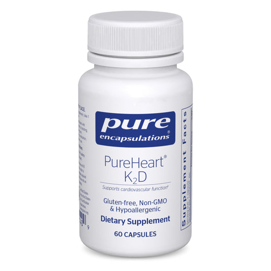 Bottle of PureHeart K2D 60 capsules