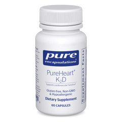 Bottle of PureHeart K2D 60 capsules