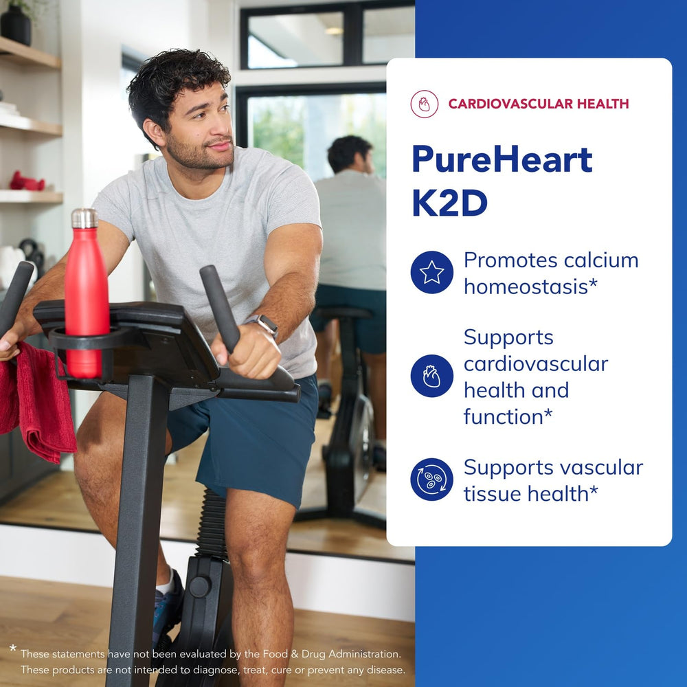 Capsule highlighting cholecalciferol vitamin D3 (1000 IU) in PureHeart K2D