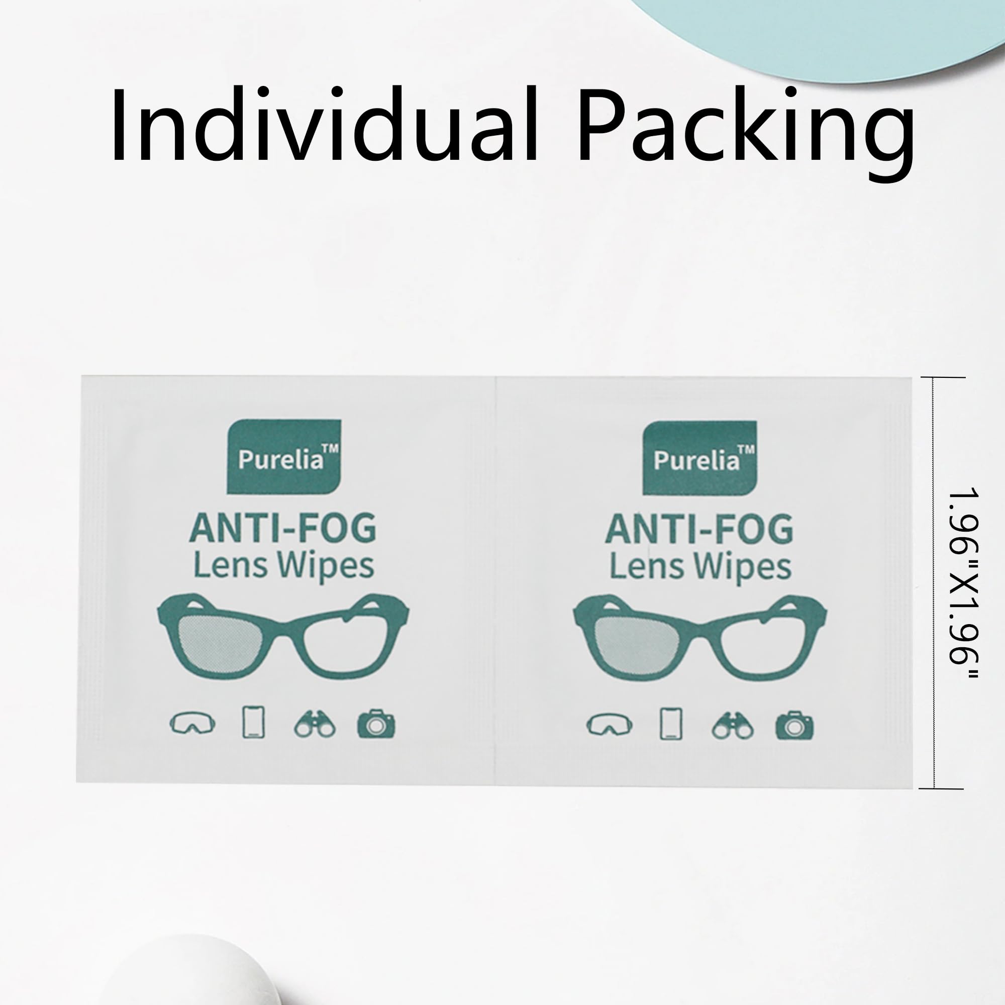 Close-up of Purelia anti-fog lens wipes
