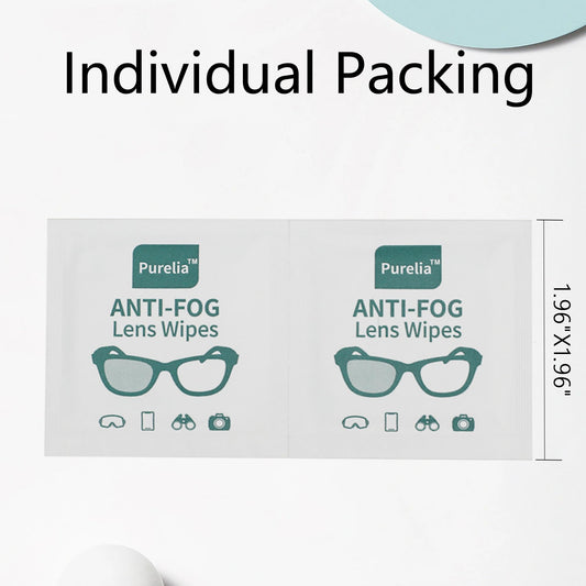 Close-up of Purelia anti-fog lens wipes