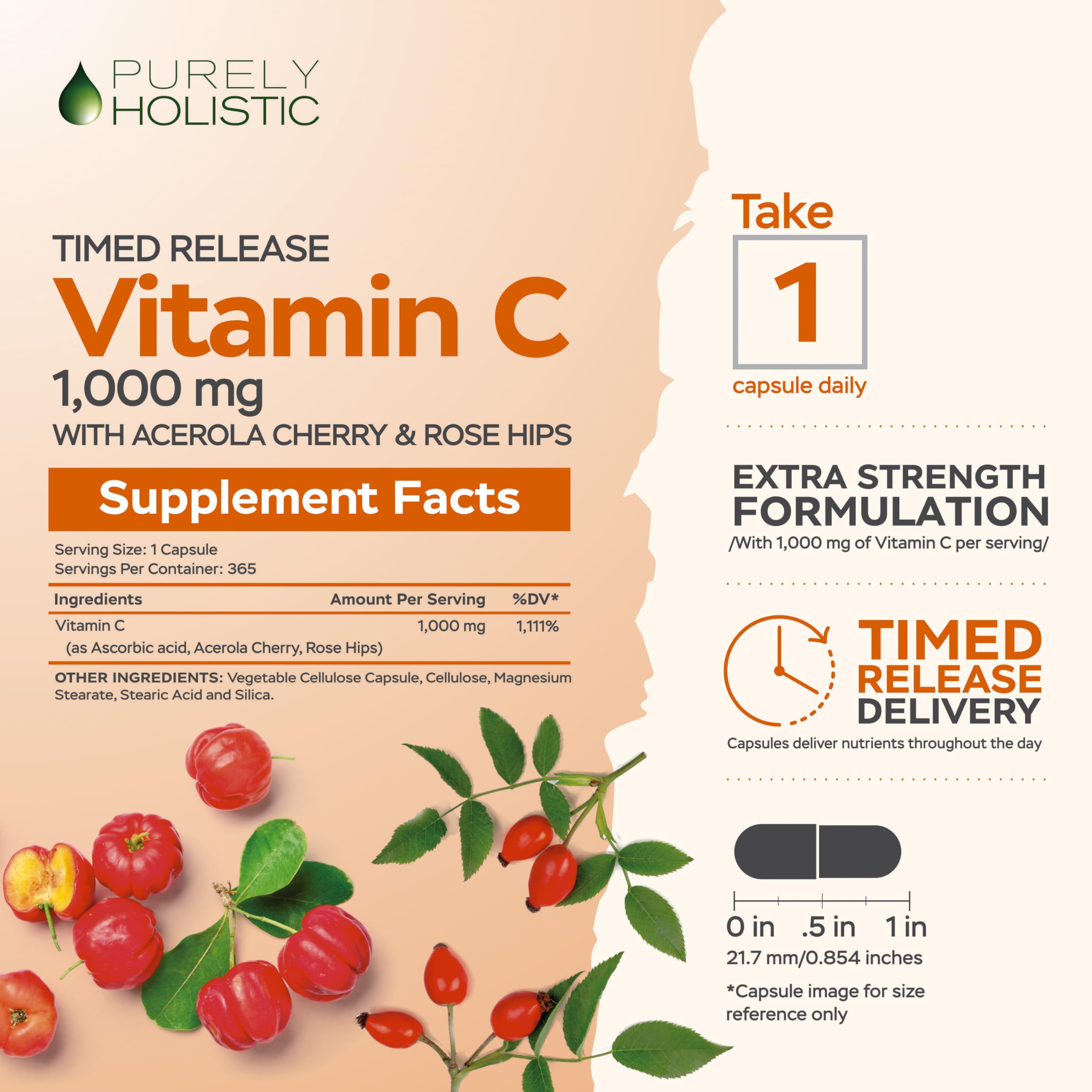 Rosehip and Acerola Cherry bioflavonoids illustration for Vitamin C