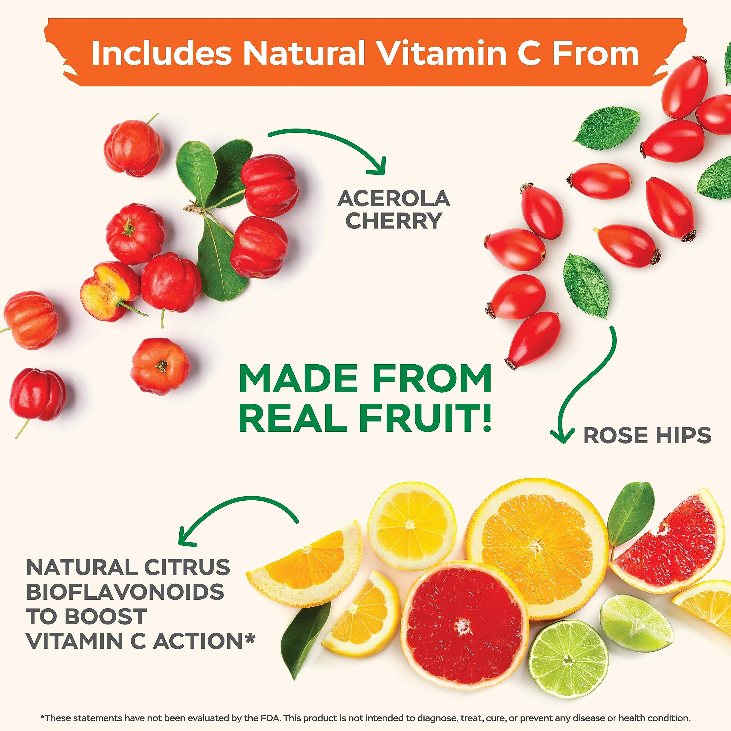 Supplement facts label showing 1000mg Vitamin C per serving