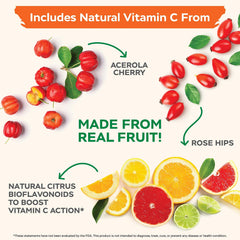 Supplement facts label showing 1000mg Vitamin C per serving