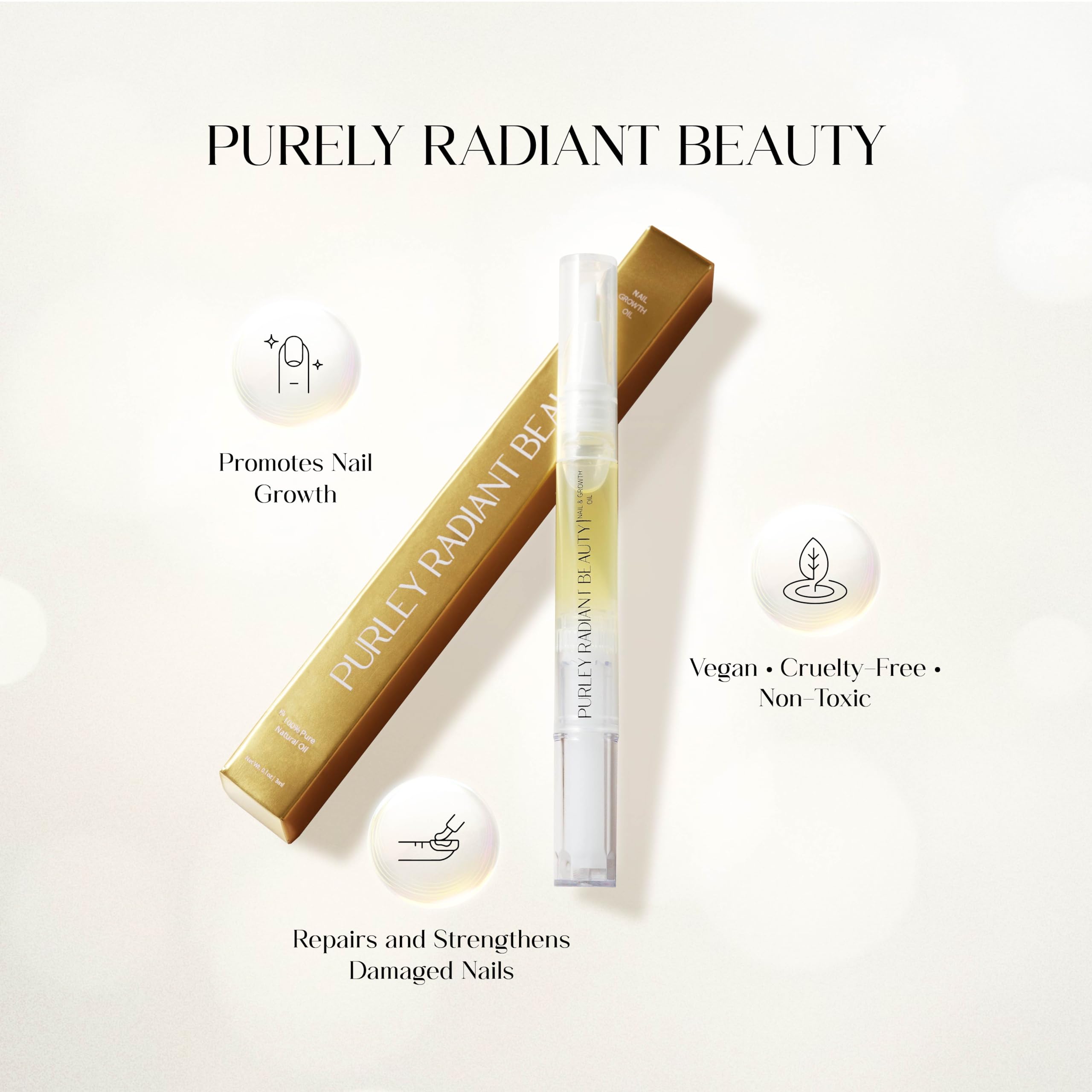 Purely Radiant Nail Growth Oil application on cuticles for smooth, hydrated nails