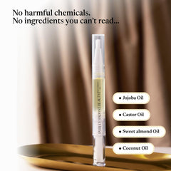 Purely Radiant Nail Growth Oil ingredients close-up with jojoba and argan oils