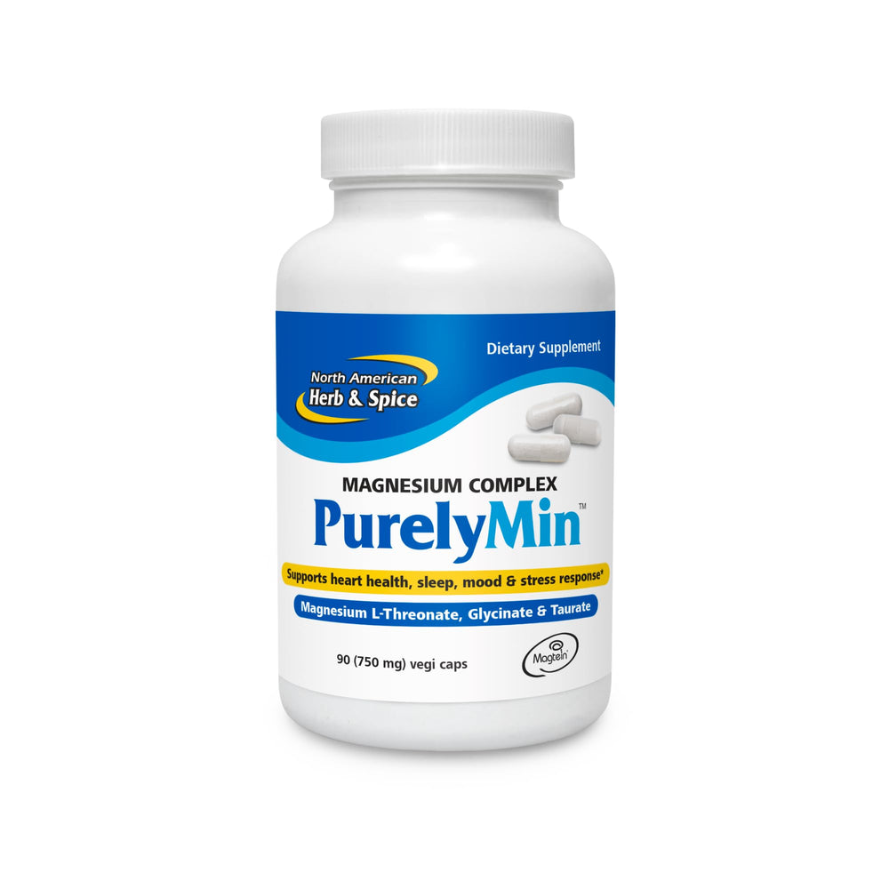 PurelyMin product hero image showing Magnesium L-Theanine 90 Vegi Caps