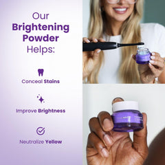 Brighter smile after whitening with Simply Purple Powder