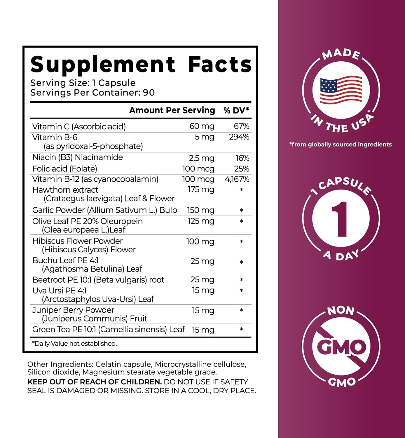 Non-GMO claim and packaging of PurePremium Beet Root Capsules