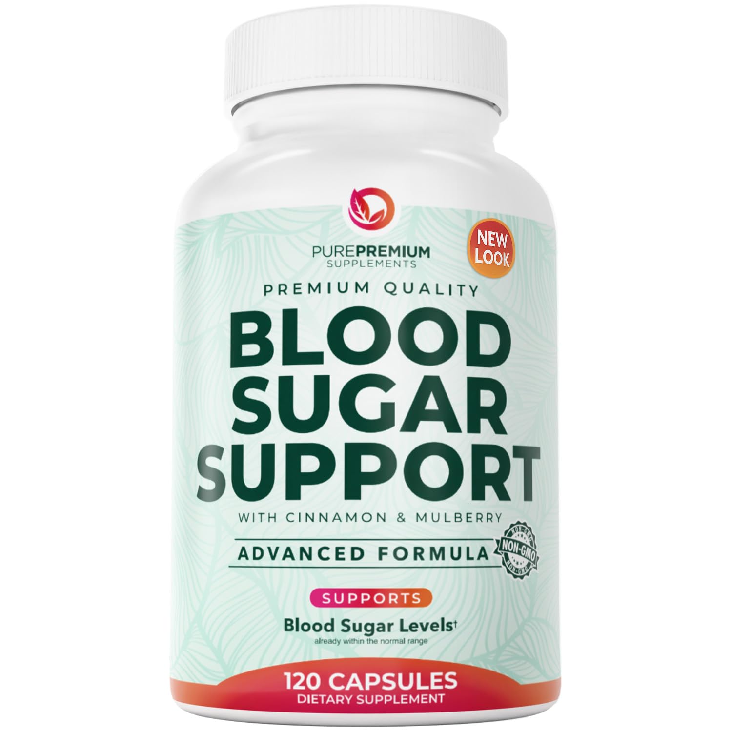 PurePremium Normal Blood Sugar Support supplement bottle - front view