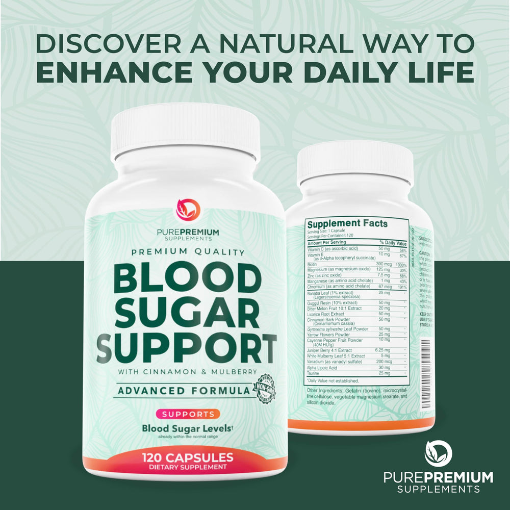 PurePremium product with cinnamon sticks and other ingredients on display.
