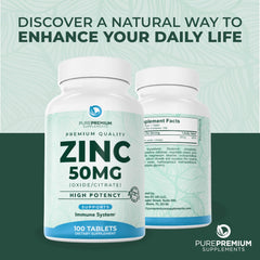 Packaging box of PurePremium Zinc 50mg with leaflet
