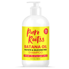 PureRootss Batana Oil Shampoo beside color-treated hair to support gentler care