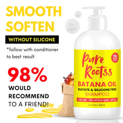 PureRootss Batana Oil Shampoo ingredient note highlights caffeine for scalp vitality