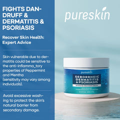 PureSkin-scalp-application-visual demonstrates an easy routine for calming dandruff symptoms.