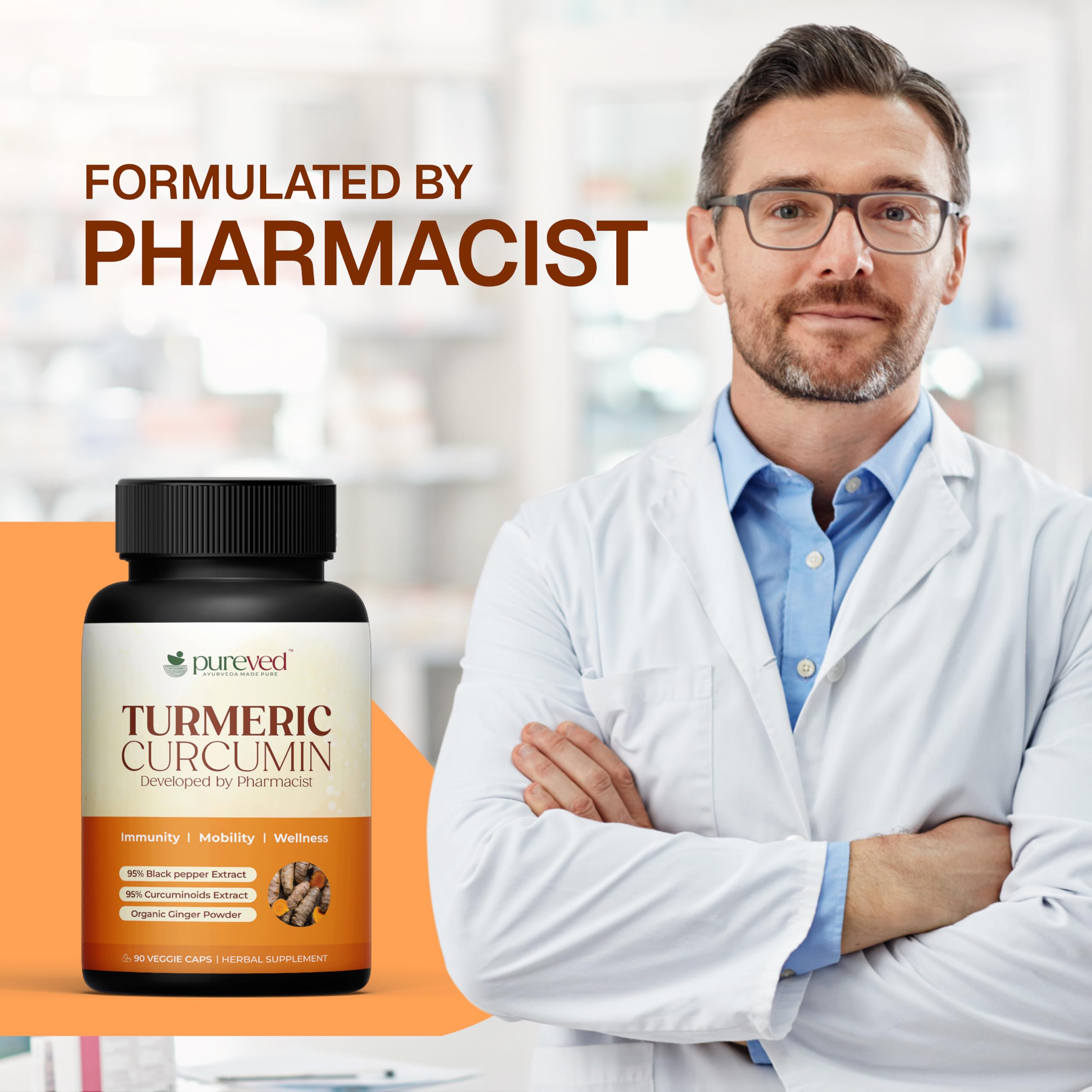 Pureved turmeric curcumin with black pepper and ginger for enhanced absorption