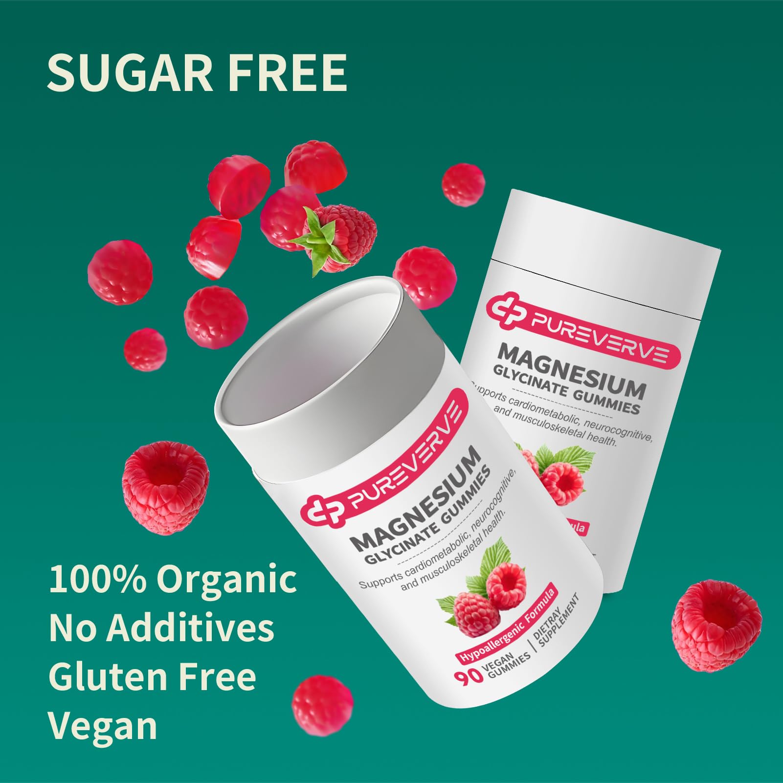 Nutrition facts showing 300 mg magnesium glycinate per serving