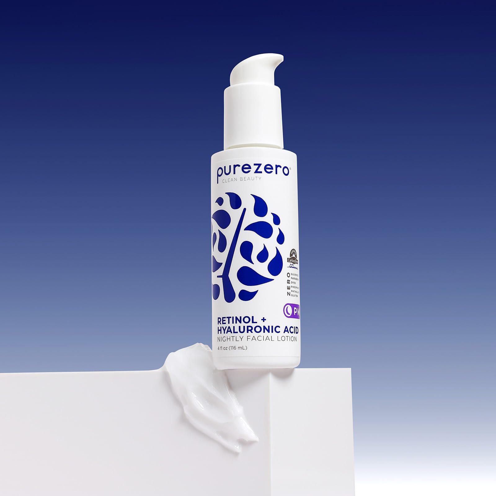 Texture close-up of Purezero night cream demonstrating its rich, nourishing feel